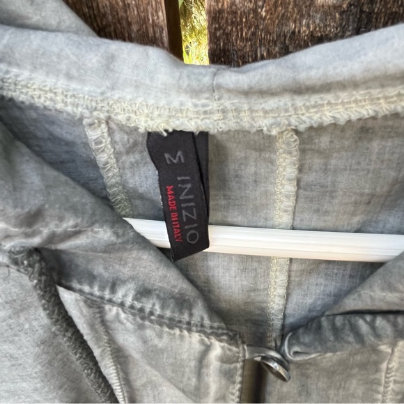 Inizio Lightweight Cotton Button Down Hooded Jacket In Charcoal Sz M - Picture 3 of 11